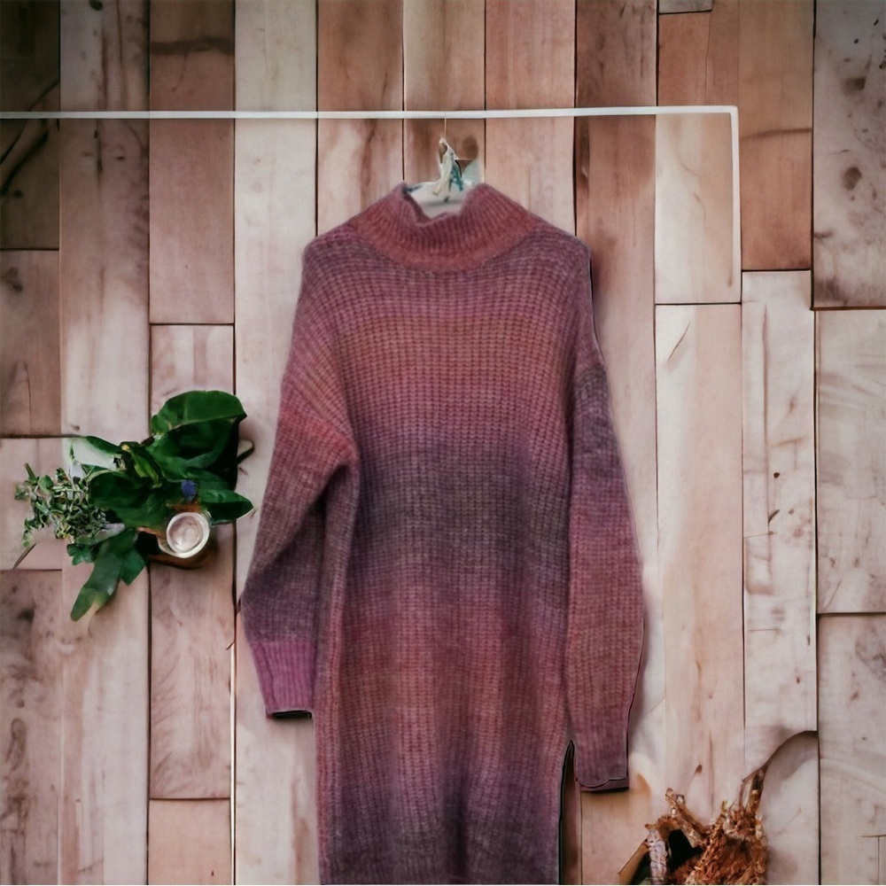 Twik by Simon- A Neutral Pink Knitted Mockneck Sweater Dress Sz M-Cosy -NWOT - Picture 1 of 15